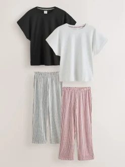 Stripe Monochrome - Lot de 2 pyjamas à manches courtes
