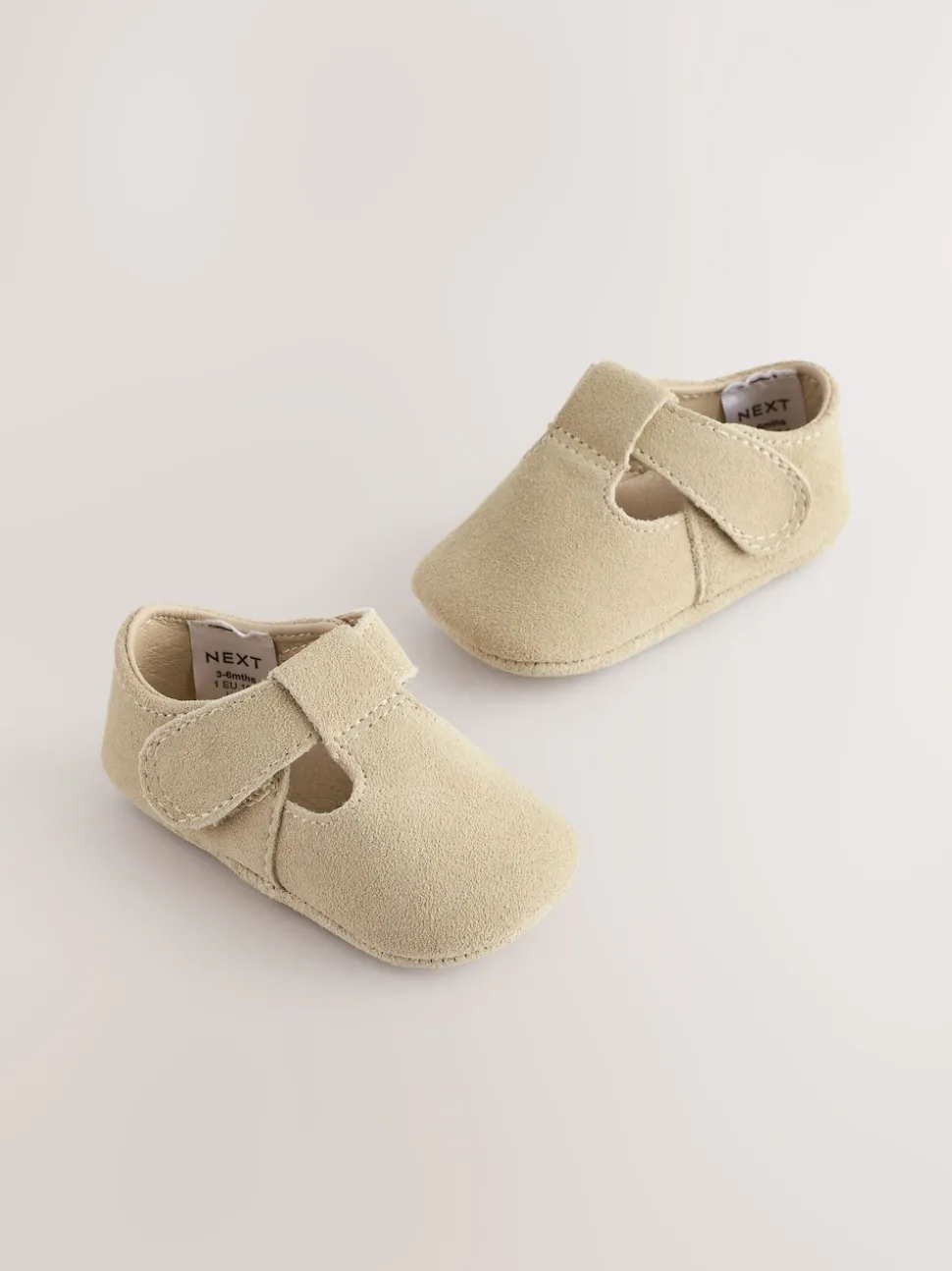 Suede de pierre - Leather Bébé T-Bar Chaussures (0-24mths)