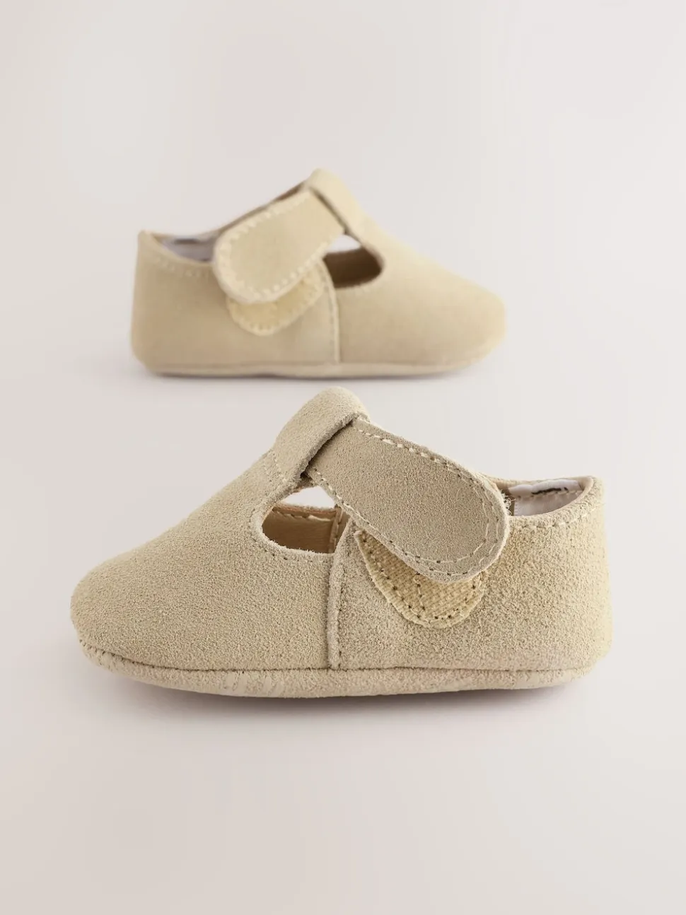 Suede de pierre - Leather Bébé T-Bar Chaussures (0-24mths)