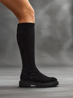 Suede noire - Bottes extensibles Linzi Hallie hautes