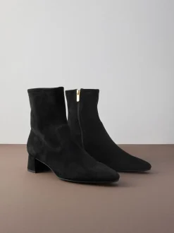 Suede noire - Bottines Motionflex à talon bloc