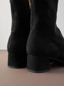 Suede noire - Bottines Motionflex à talon bloc
