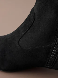 Suede noire - Bottines Motionflex à talon bloc