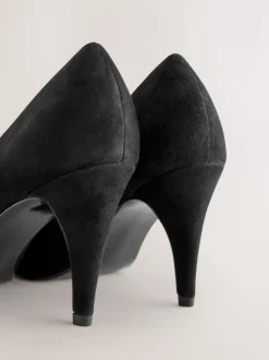 Suede noire - Chaussures à talons Bout ouvert en cuir haut de gamme