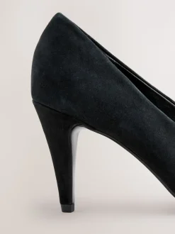 Suede noire - Chaussures à talons Bout ouvert en cuir haut de gamme