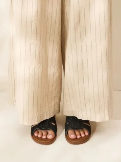 Suede noire - Sandales mules à fente