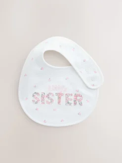 Sœur rose/blanc - Lot de 2 bavoirs bébé familial