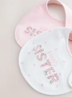Sœur rose/blanc - Lot de 2 bavoirs bébé familial