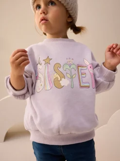 Sœur violet lilas - Sweat à col ras du cou (3mths-7yrs)