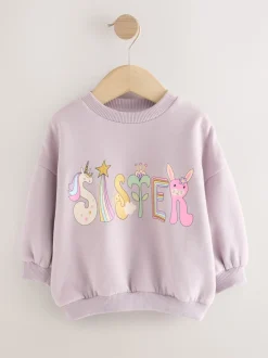 Sœur violet lilas - Sweat à col ras du cou (3mths-7yrs)