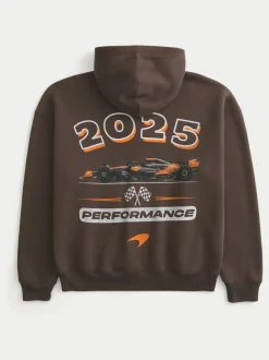 Sweat à capuche Hollister McLaren Back imprimé graphique marron
