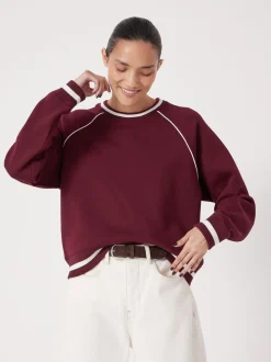 Sweat-shirt Hush rayé côtelé à manches raglan