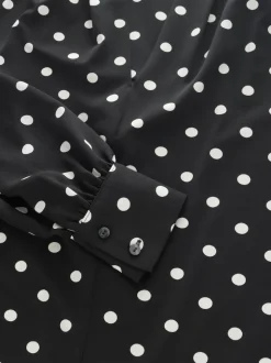 Tache noire/blanche - Chemisier manches longues à col V