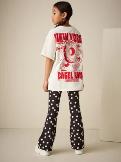 Tache noire/blanche - Leggings évasés à côtes (3-16ans)