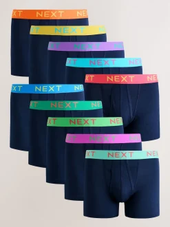Taille bleu marine à contrastes vifs - Coupe standard - Caleçon A-Front 10 Pack