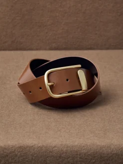 Tan - Ceinture en cuir avec boucle à demi-passant Reiss Iyla