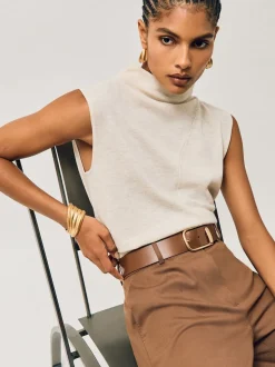 Tan - Ceinture en cuir avec boucle à demi-passant Reiss Iyla