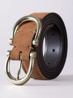 Tan - Ceinture Lakeland Leather Bowness en daim à double boucle