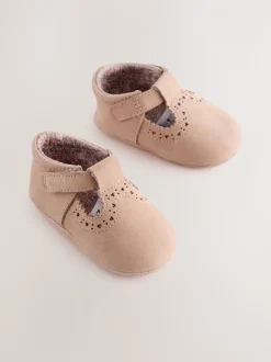 Tan - Leather Bébé T-Bar Chaussures (0-24mths)