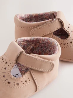 Tan - Leather Bébé T-Bar Chaussures (0-24mths)