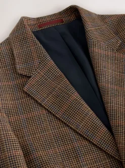 Tan/Rouge - Veste de costume slim à carreaux en mélange de laine