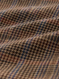 Tan/Rouge - Veste de costume slim à carreaux en mélange de laine