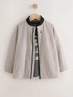 Taupe (Taupe) - Ensemble Bomber Veste-chemise et T-shirt 2 pièces (3mois-7ans)