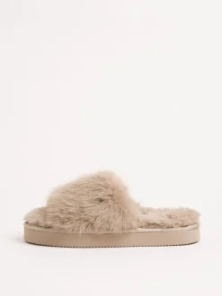 Taupe (Taupe) - Lipsy Chaussons de nuit à plateforme en fausse fourrure