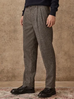 Taupe (Taupe) - Pantalon Nova Fides élégant texturé en laine à coupe fuselée coupe classique