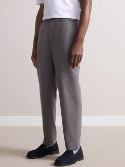 Taupe (Taupe) - Pantalons Habillé texturés à taille élastiquée en laine