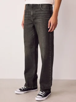 Teinte marron - Ajustement droit - délavé vintage Denim Jeans