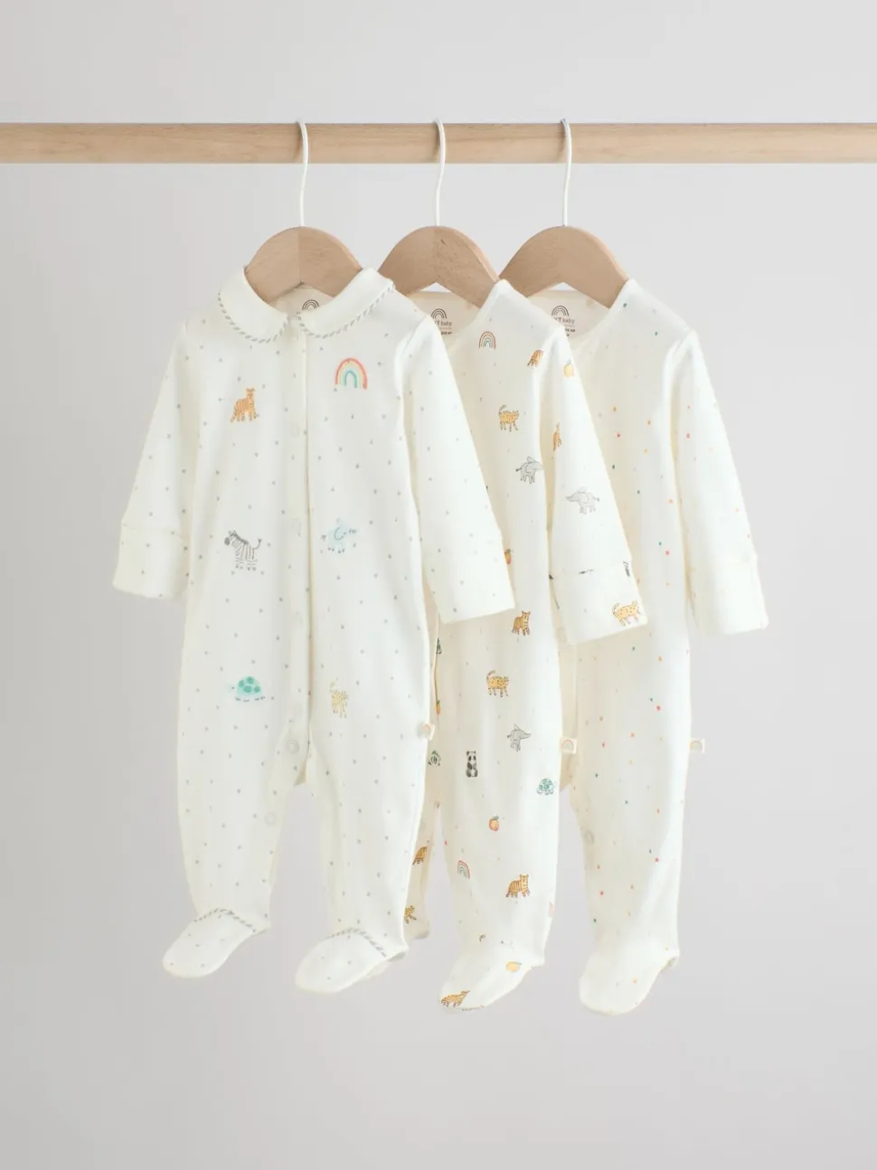 Terrain blanc - Paquet de combinaisons de nuit 3 (0-2ans)
