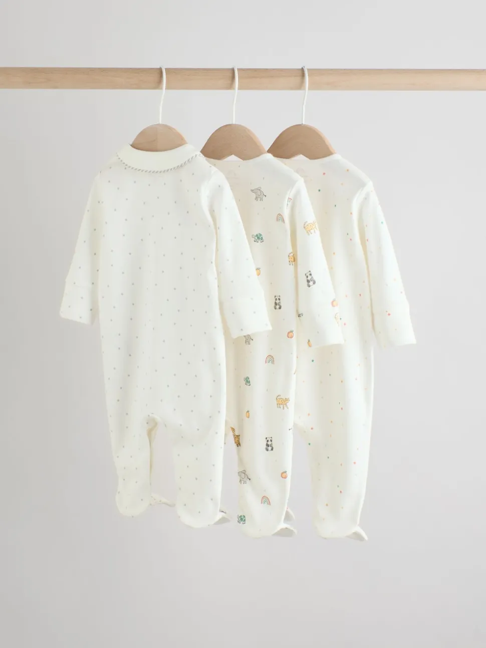 Terrain blanc - Paquet de combinaisons de nuit 3 (0-2ans)