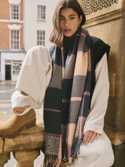 Texture Carreaux Marine - Écharpe épaisse