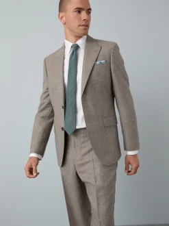 Texture moucheté blanc/bleu - Slim Fit (Slim Fit) - Ensemble chemise élégante, cravate et mouchoir de poche en coton mélangé