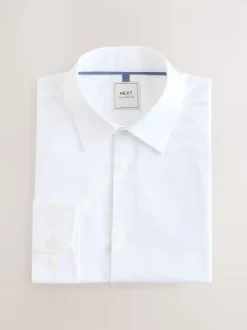 Texture moucheté blanc/bleu - Slim Fit (Slim Fit) - Ensemble chemise élégante, cravate et mouchoir de poche en coton mélangé