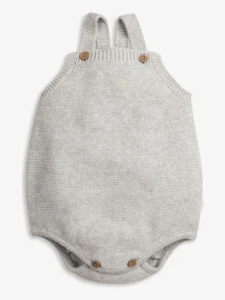 The Little Tailor Barboteuse grise en tricot 100% coton pour Bébé
