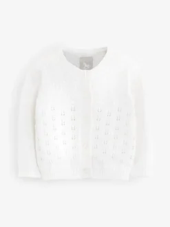 The Little Tailor Pointelle Bébé 100% coton blanc Cardigan