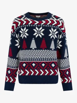 The Little Tailor pull en coton fairisle multicolore de Noël bleu