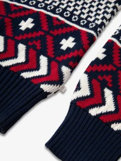 The Little Tailor pull en coton fairisle multicolore de Noël bleu