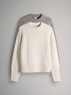 The Set 2 pulls en maille torsadée avec laine