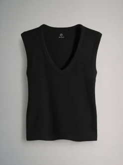 The Set lot de 5 débardeurs côtelés à col en V profond