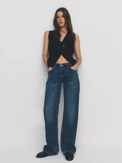 The Set lot de 2 gilets côtelés en maille dorées à boutons