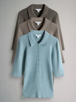 The Set lot de 3 Hauts côtelés en maille