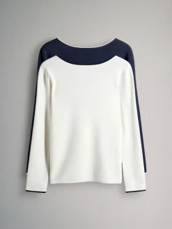 The Set lot de 2 hauts en maille à liserés à dos rond