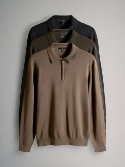 The Set lot de 3 Pulls à encolure zippée