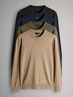 The Set lot de 4 pulls col rond en maille à manches longues