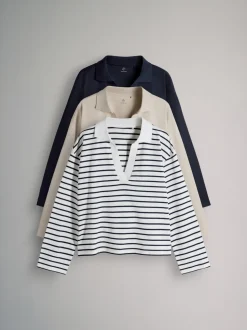 The Set lot de 3 t-shirts de rugby lourds à manches longues