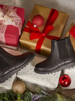 Toezone Lily Filles Leather Gusset and Zip Ankle Noir Bottes