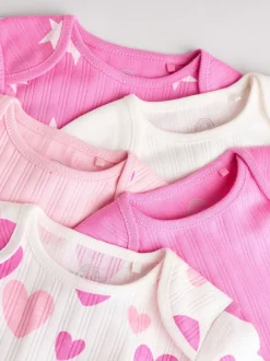 Étoile rose - Lot de 5 bodies à manches longues pour bébé